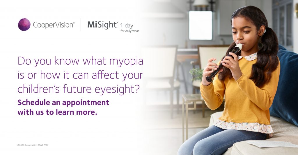 MiSight® 1 day soft contact lenses are the first and only FDA Approved and not only correct nearsightedness – they’re also the first soft contact lenses proven to slow the progression of myopia in children aged 8-12 at initiation of treatment.